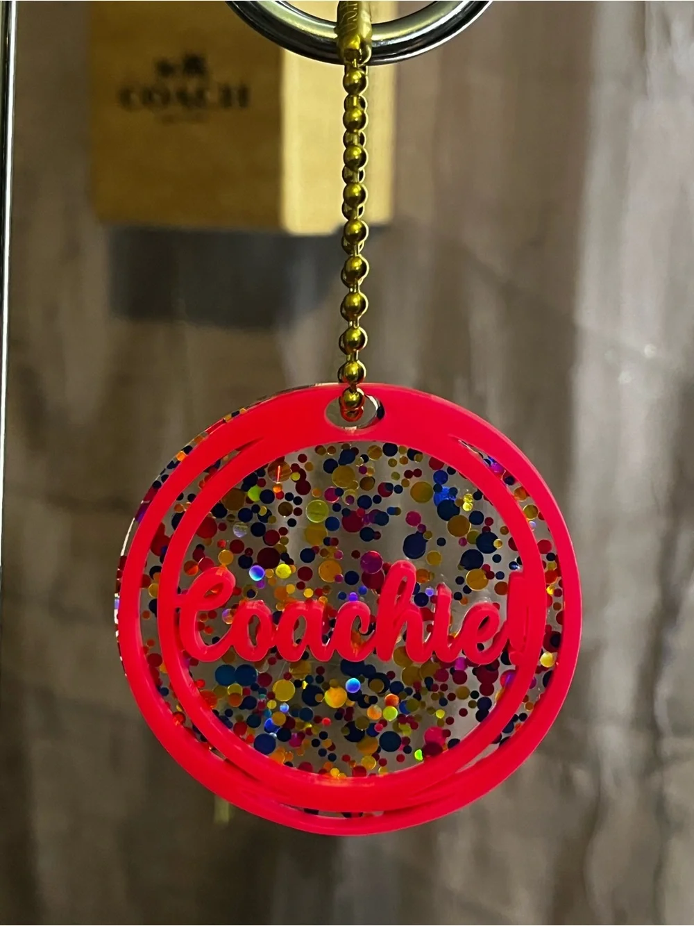 Custom Charm in Hot Pink on Confetti